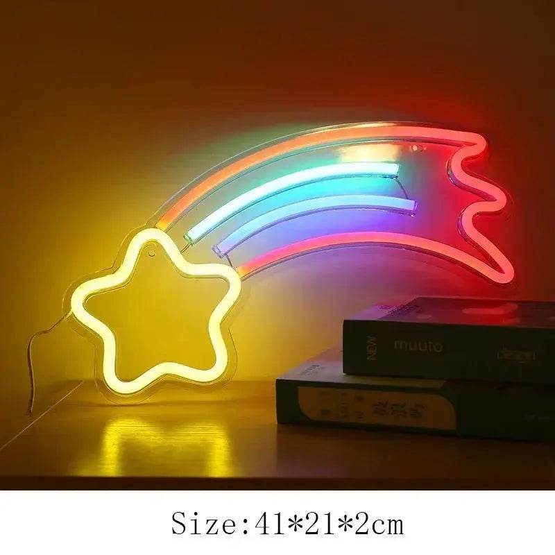 Alien Neon Light Sign Spaceship Planet - meteor
