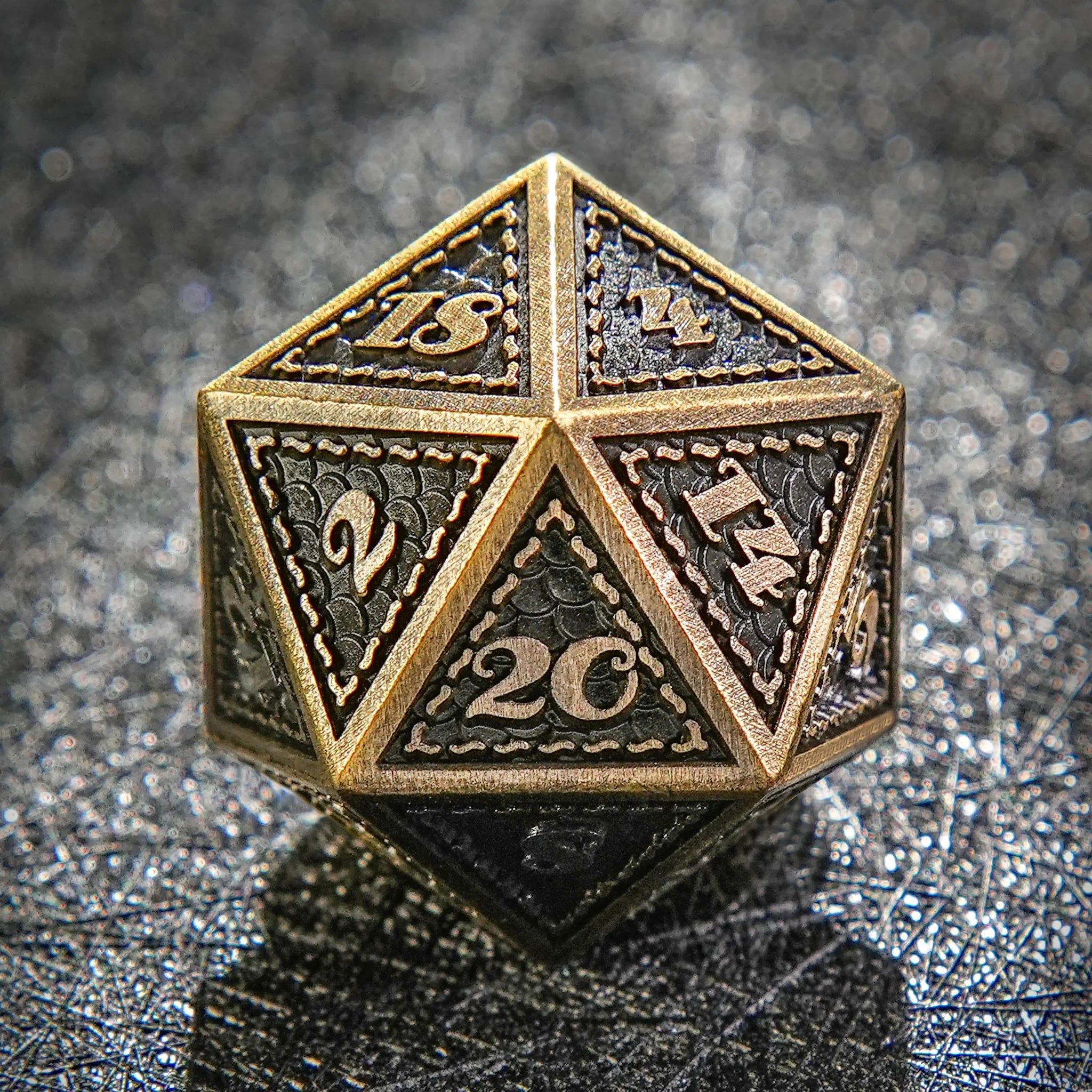 Ancient Bronze Dragon Scale Metal DND Dice Set