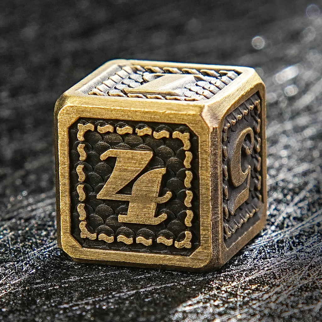 Ancient Bronze Dragon Scale Metal DND Dice Set