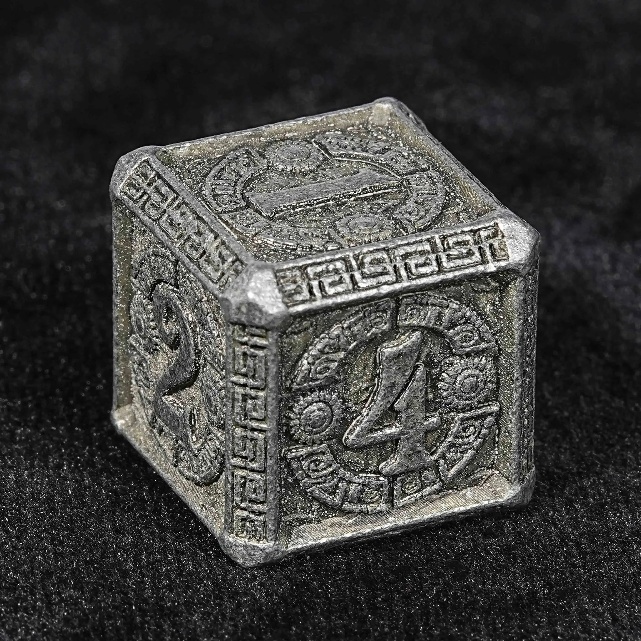 Ancient Greek Textured Metal DND Dice Set