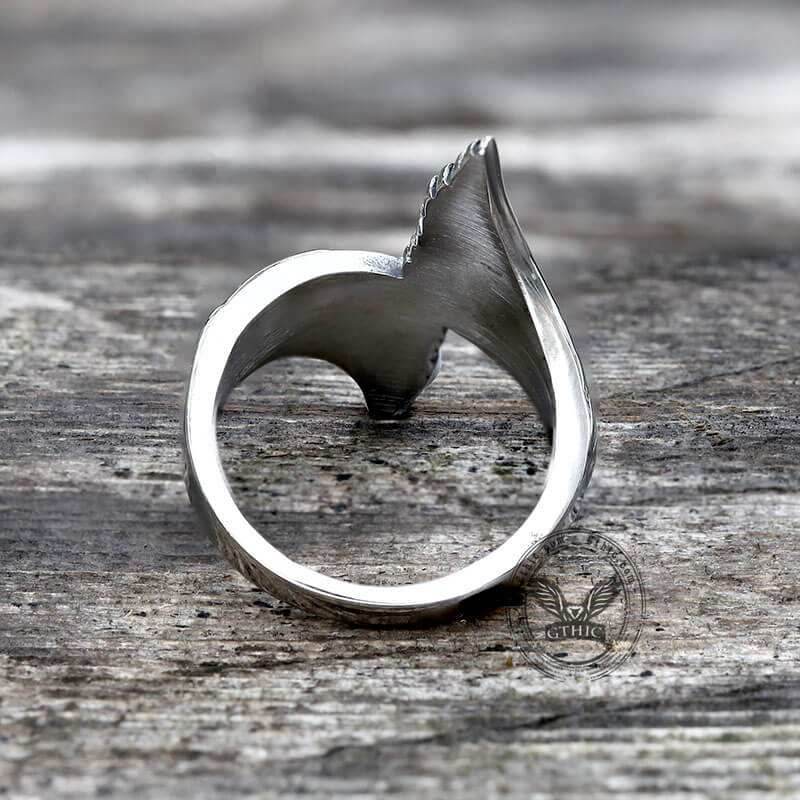 Angel Descends Wings Stainless Steel Ring - Stainless Steel / 7