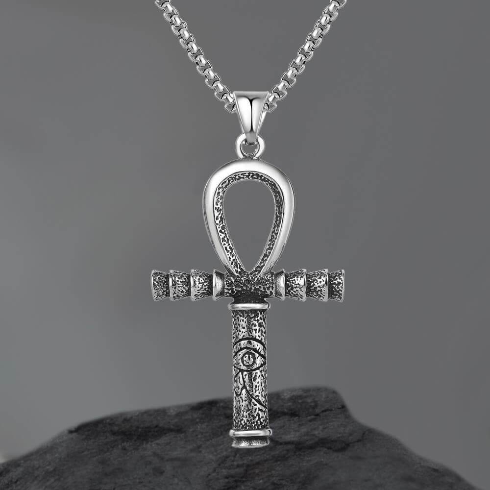 Ankh Eye of Horus Stainless Steel Pendant - Stainless Steel / Pendant Only