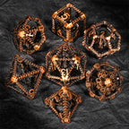 Antique Gold Metal Hollow 3D Dragon D&D Dice Set
