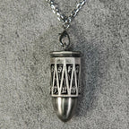 Antique Nickel Bullet Hollow Metal D20 Dice Cage Necklace + 7 Mini Metal Dice Set