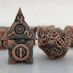 Antique Red Copper Solid Metal DND Dice Set Flying Saucer Elements