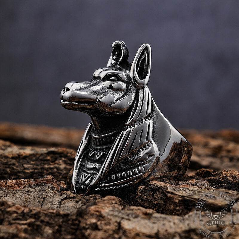 Anubis Stainless Steel Egyptian Mythology Ring - 7