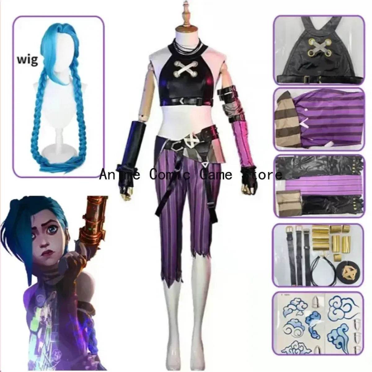 LOL Arcane Cosplay Costume - Loli Jinx Crit - jinx costume / XS / LOL