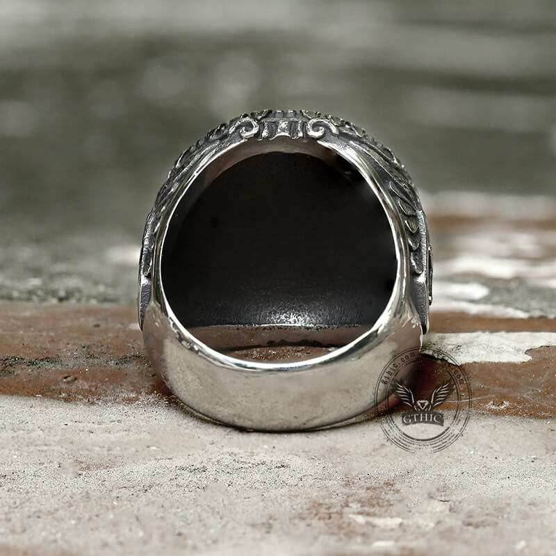 Archangel Saint Michael Stainless Steel Men’s Ring Handcrafted - Stainless Steel / 7