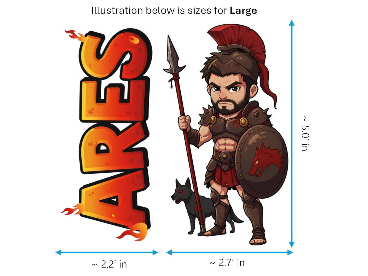 Ares Sticker and Magnet – Enyalios Mythkins™ – Greek God of War | Waterproof & UV-Proof - Sticker / Large