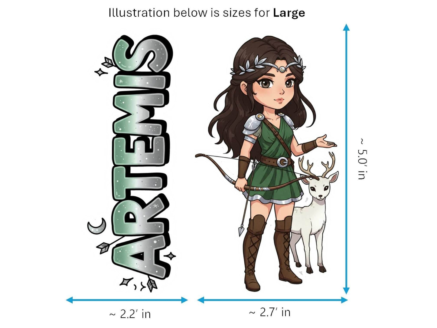 Artemis Sticker and Magnet – Agrotera Mythkins™ – Greek Goddess of the Hunt | Waterproof & UV-Proof - Sticker / Large