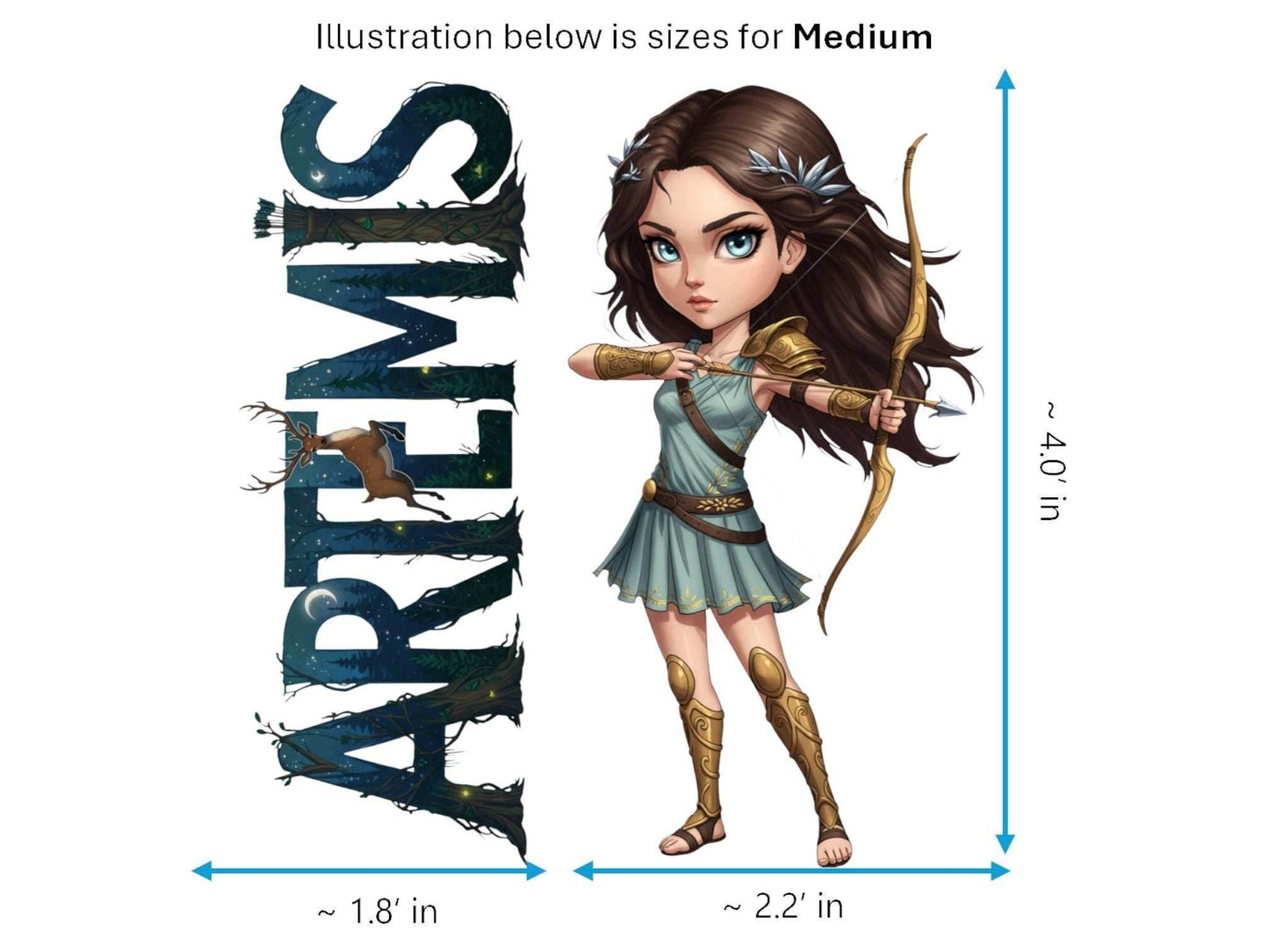 Artemis Sticker and Magnet – Iokheira Mythkins™ – Greek Goddess of the Hunt | Waterproof & UV-Proof - Sticker / Medium