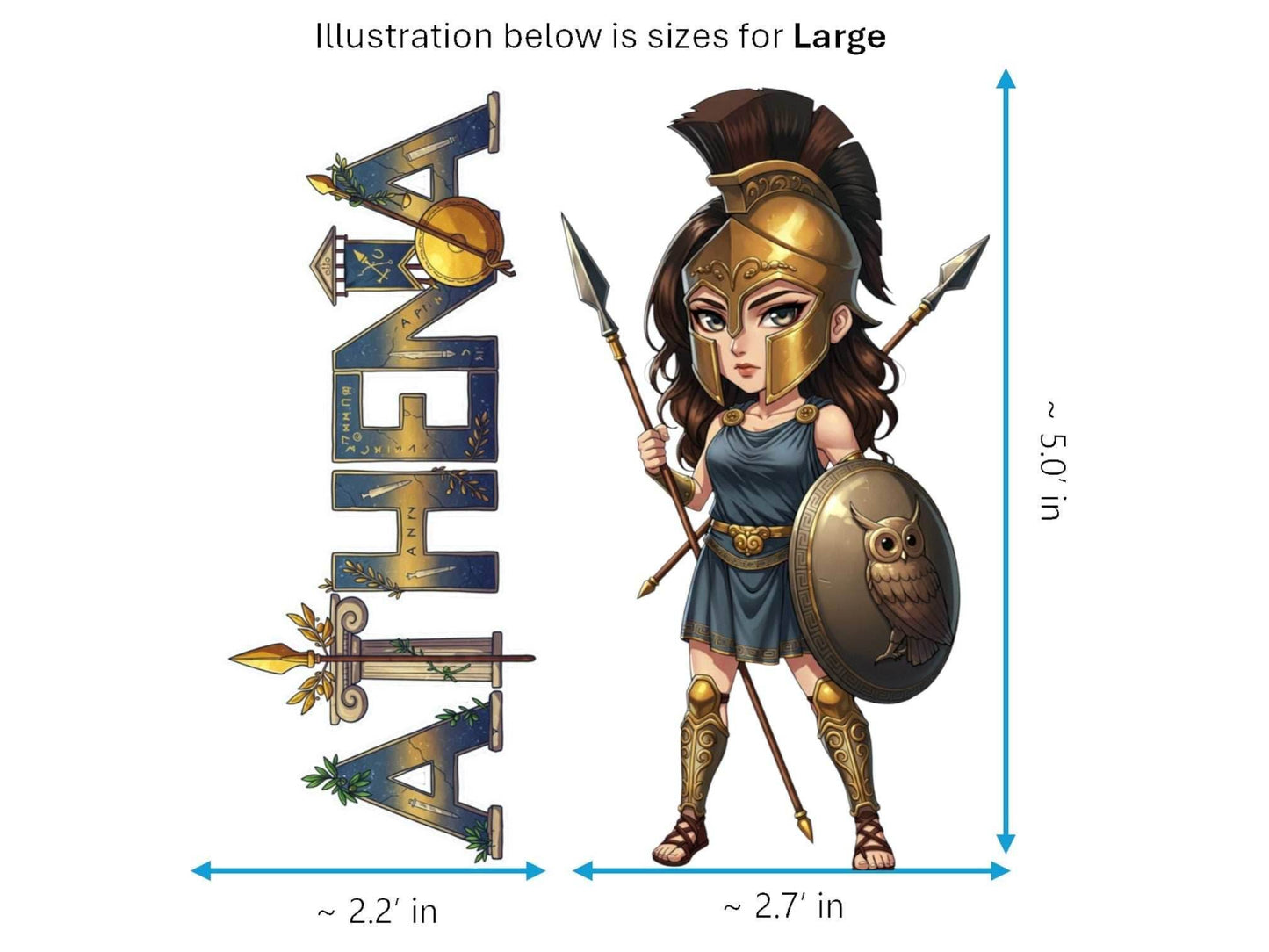 Athena Sticker and Magnet – Promachos Mythkins™ – Greek Goddess of Wisdom and Strategy | Waterproof & UV-Proof - Sticker / Large