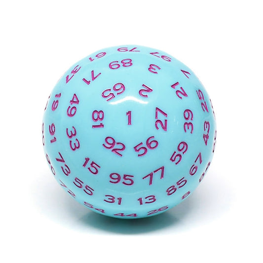 "Blue Jay" Single 100 Sided Polyhedral Dice (D100) | Blue (45mm) Purple