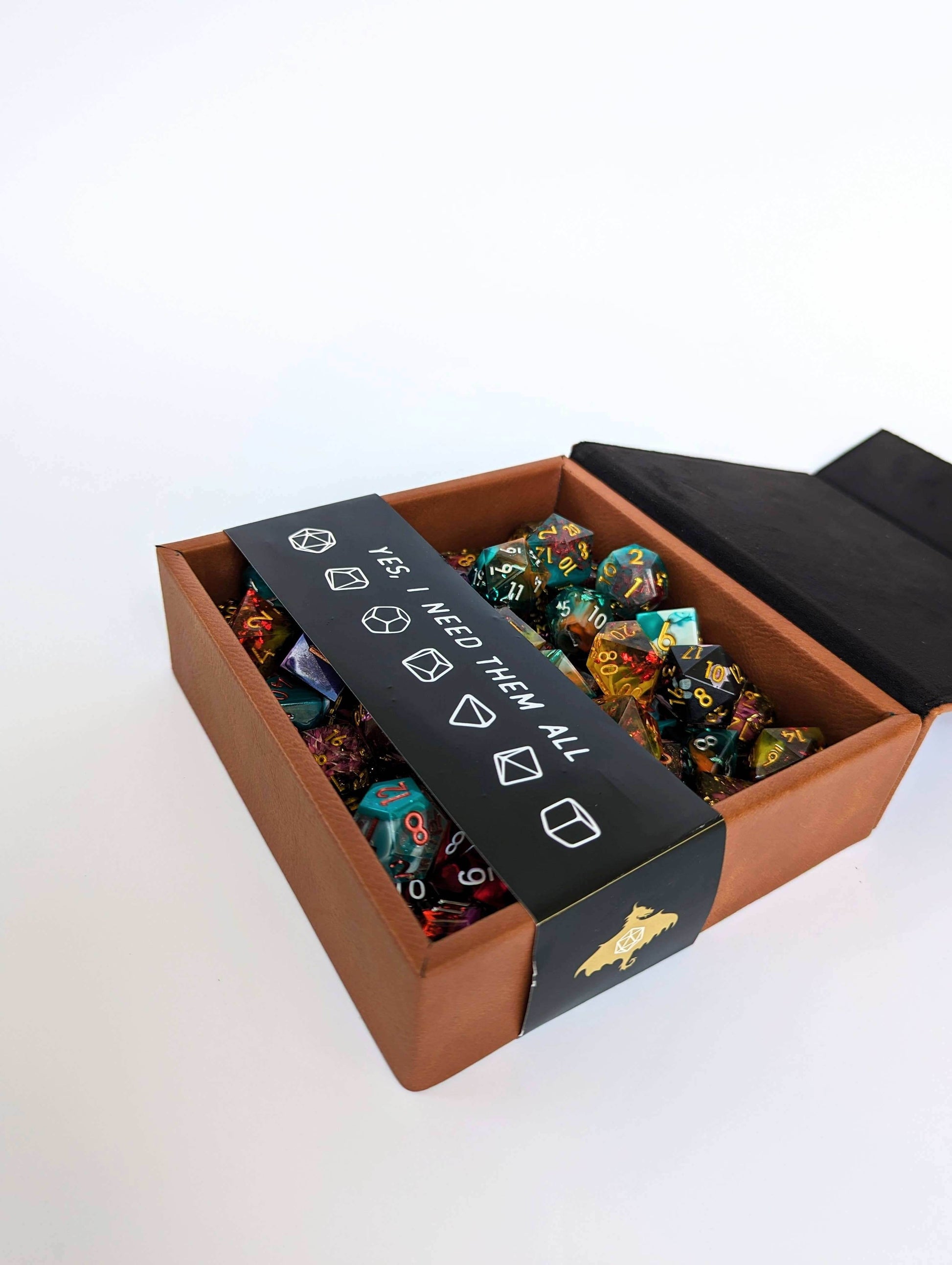 The Fate Twister - D&D - Vegan Leather Dice Box - Chestnut