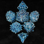 Balor Style - Silver Blue Dragon Head Metal Hollow dnd Dice Set
