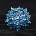 Balor Style - Silver Blue Dragon Head Metal Hollow dnd Dice Set