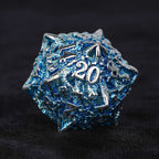 Balor Style - Silver Blue Dragon Head Metal Hollow dnd Dice Set
