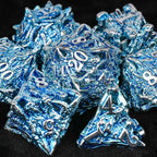 Balor Style - Silver Blue Dragon Head Metal Hollow dnd Dice Set