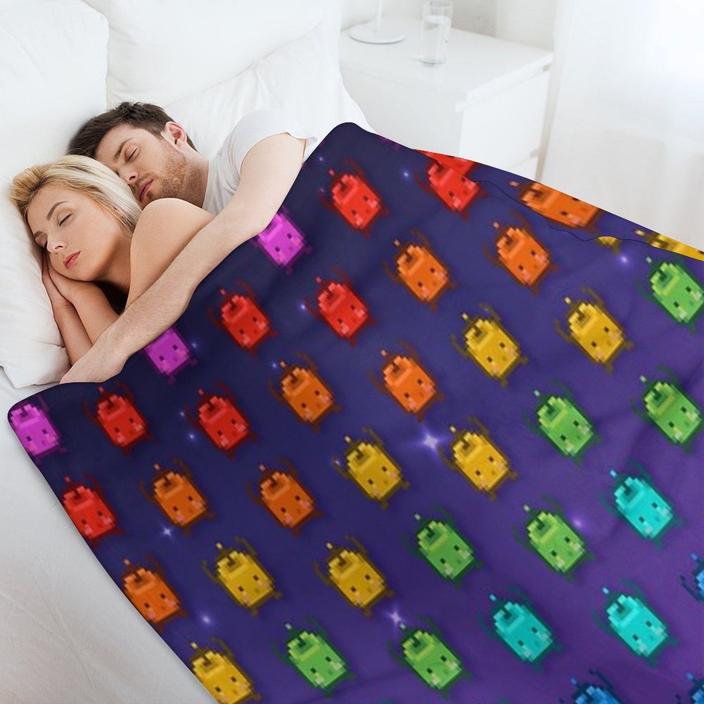 Stardew Valley Rainbow Junimos Throw Blanket