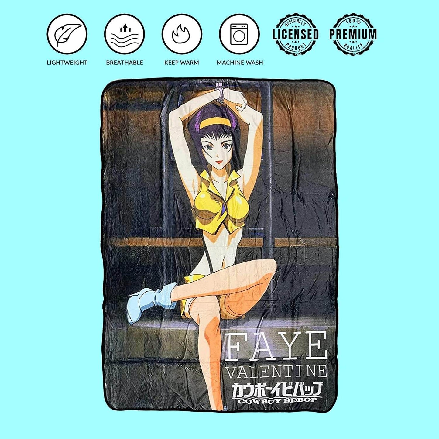 Cowboy Bebop Faye Valentine Cuffed Fleece Throw Soft Lightweight Blanket 45x60 Inches - 
