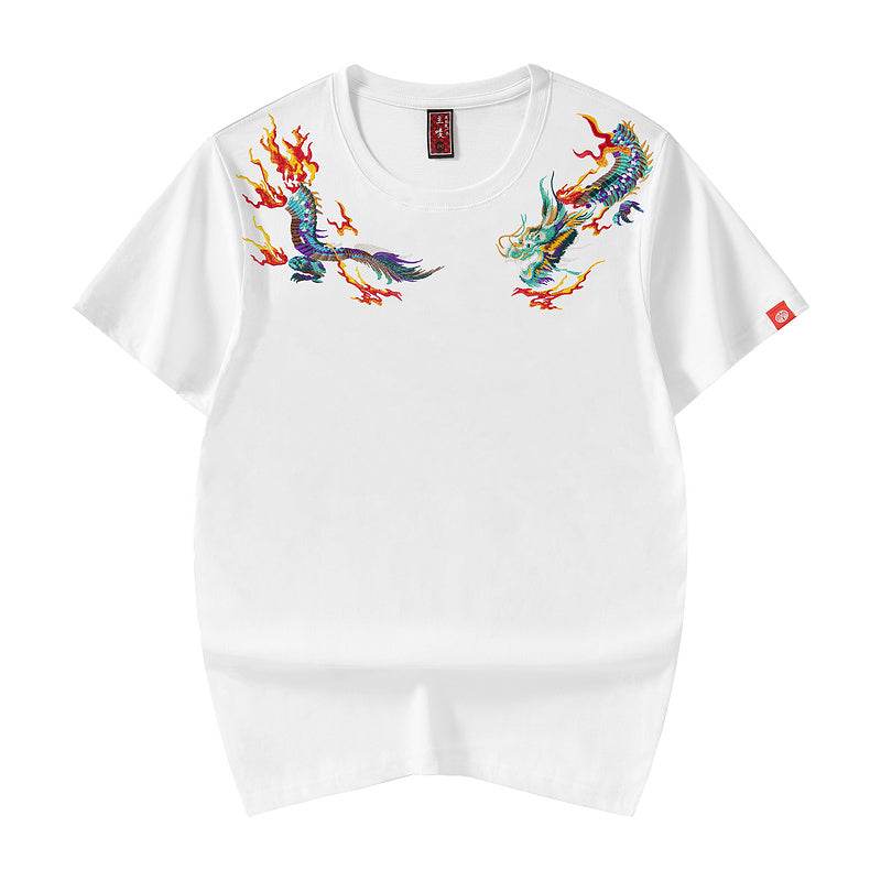 KH727 Flying Dragons Embroidery Tee - White / S