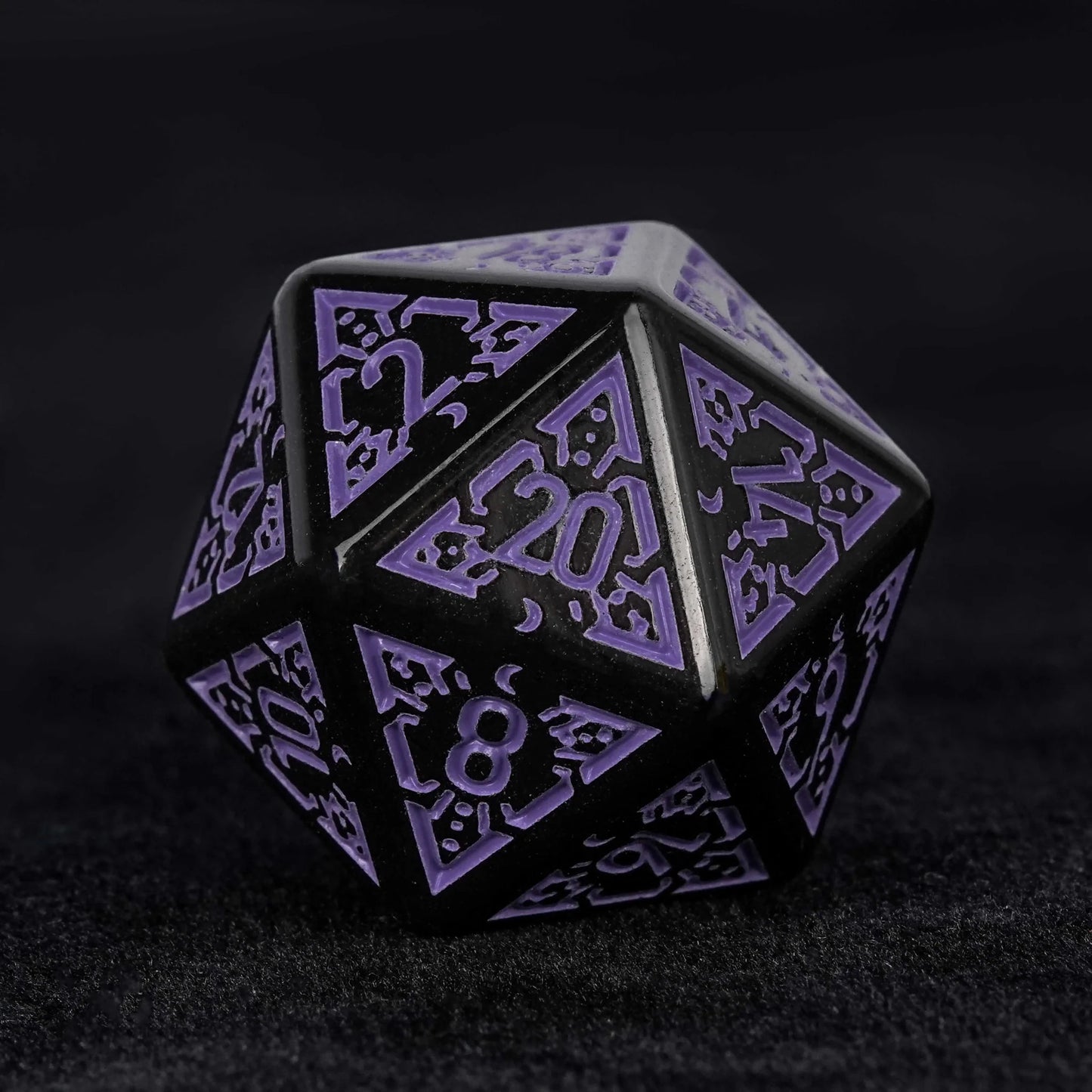 Black and purple rune acrylic DND dice set