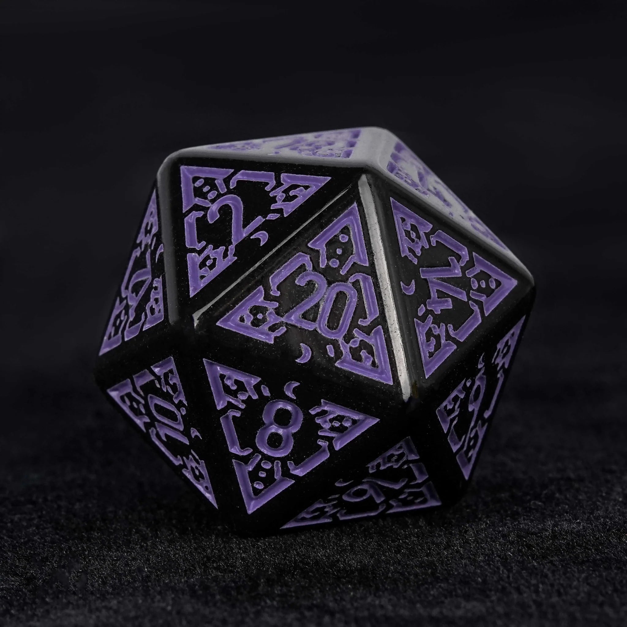 Black and purple rune acrylic DND dice set