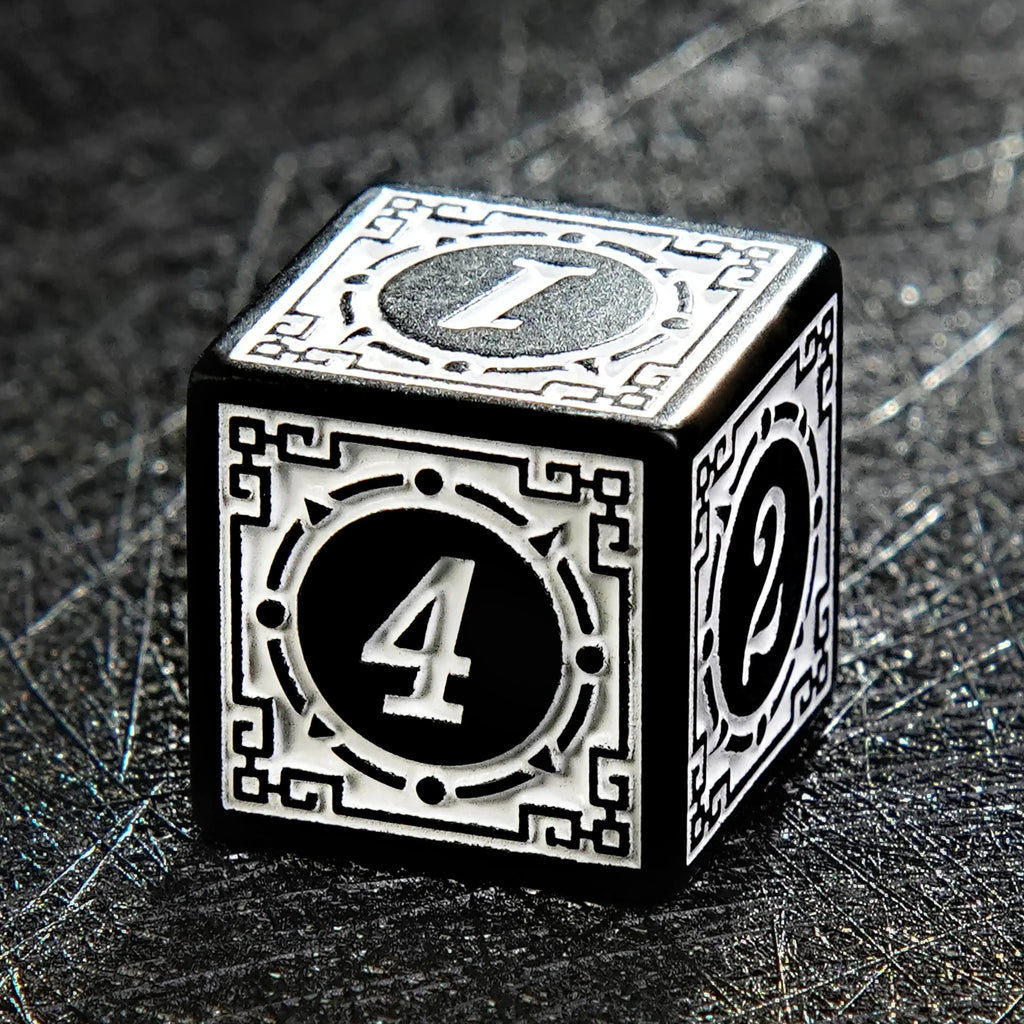 Black and White Elegant Acrylic DND Dice Set - Gothic Baroque