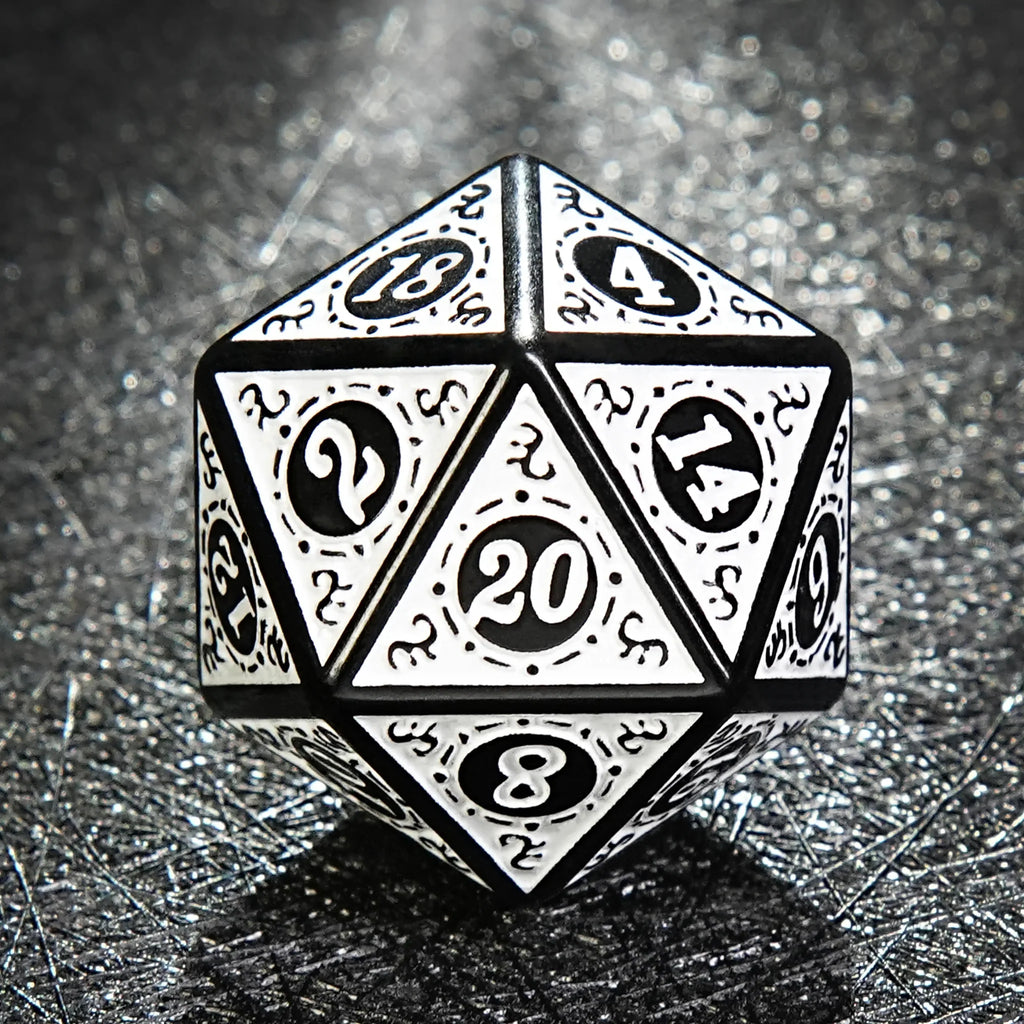 Black and White Elegant Acrylic DND Dice Set - Gothic Baroque