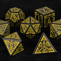 Black and Yellow Rune Acrylic DND Dice Set