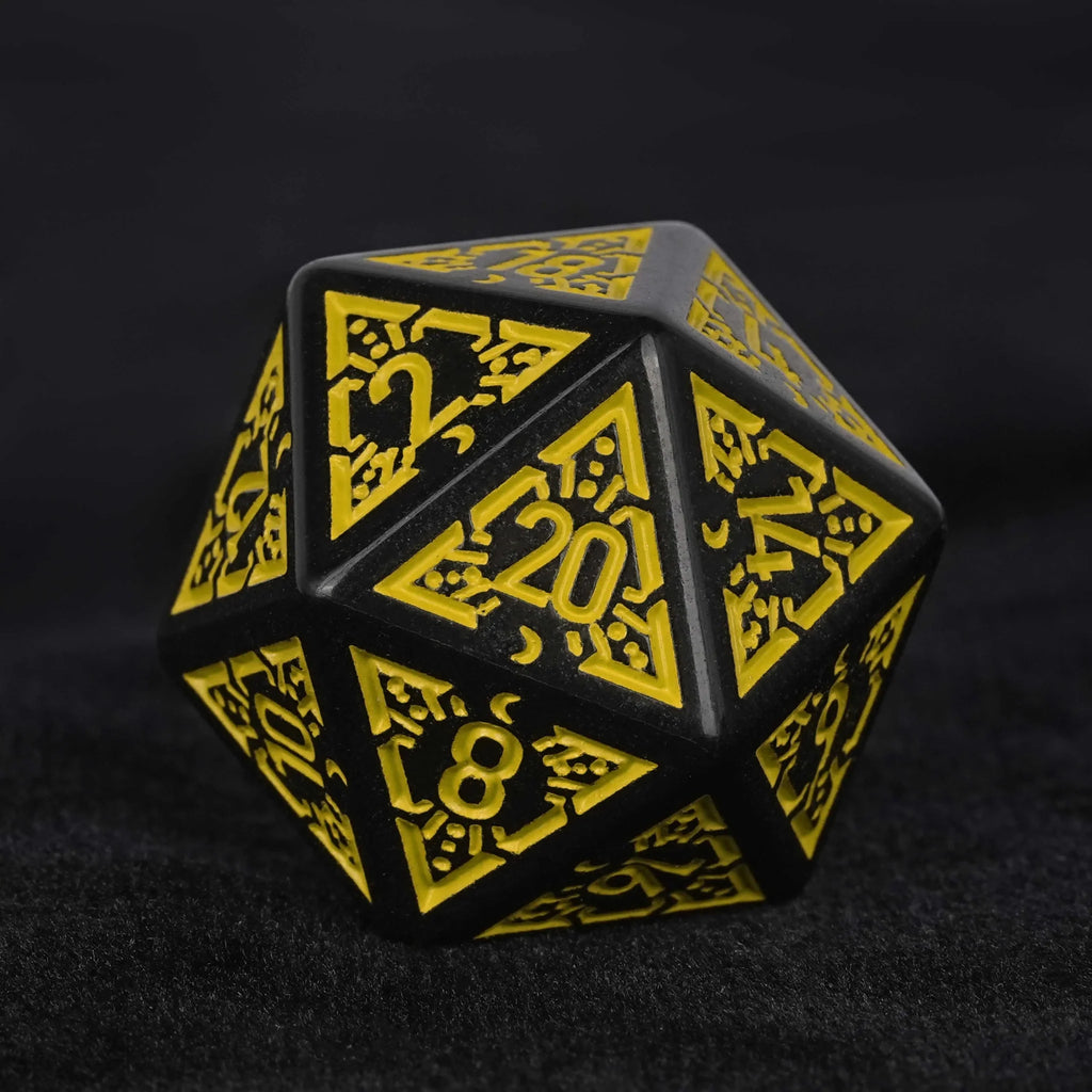 Black and Yellow Rune Acrylic DND Dice Set