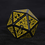 Black and Yellow Rune Acrylic DND Dice Set