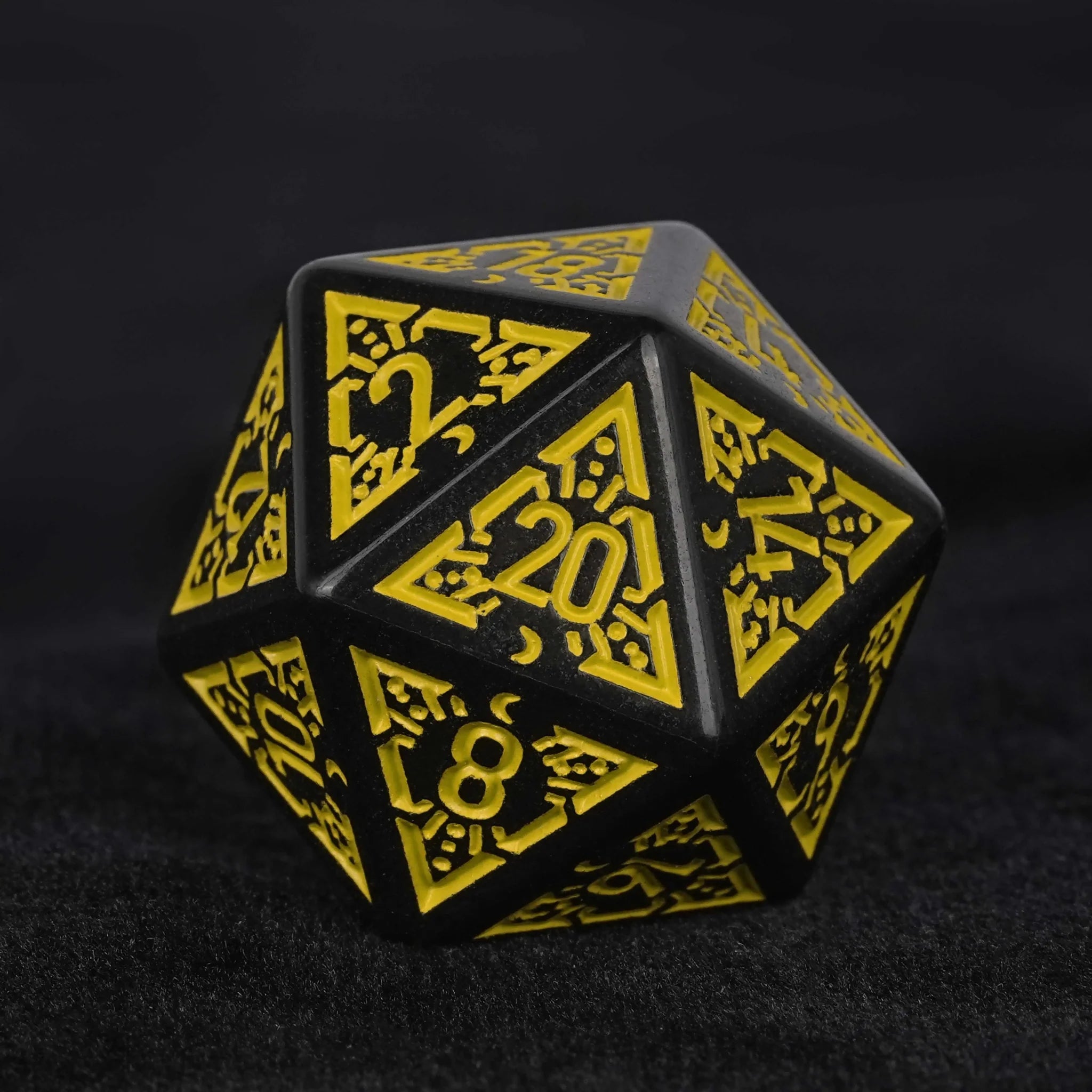 Black and Yellow Rune Acrylic DND Dice Set