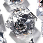 Black Cat Liquid Core Clear Resin D&D Dice, Quicksand Dice Set