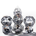 Black Cat Liquid Core Clear Resin D&D Dice, Quicksand Dice Set