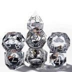 Black Cat Liquid Core Clear Resin D&D Dice, Quicksand Dice Set