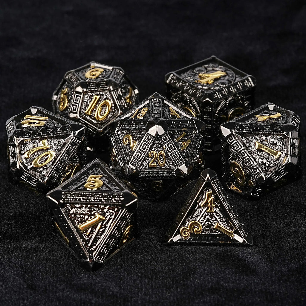 Black Gold Metal DND Dice Set