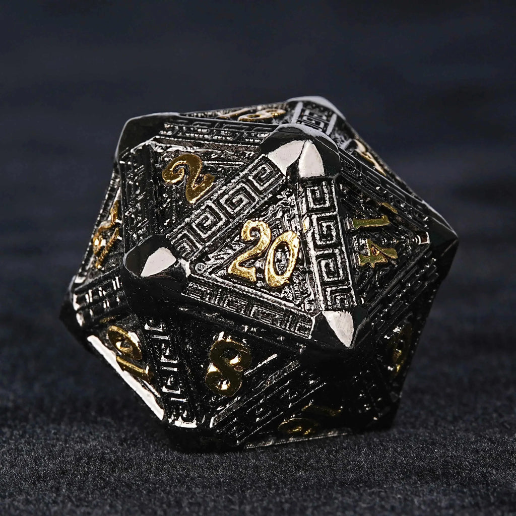 Black Gold Metal DND Dice Set