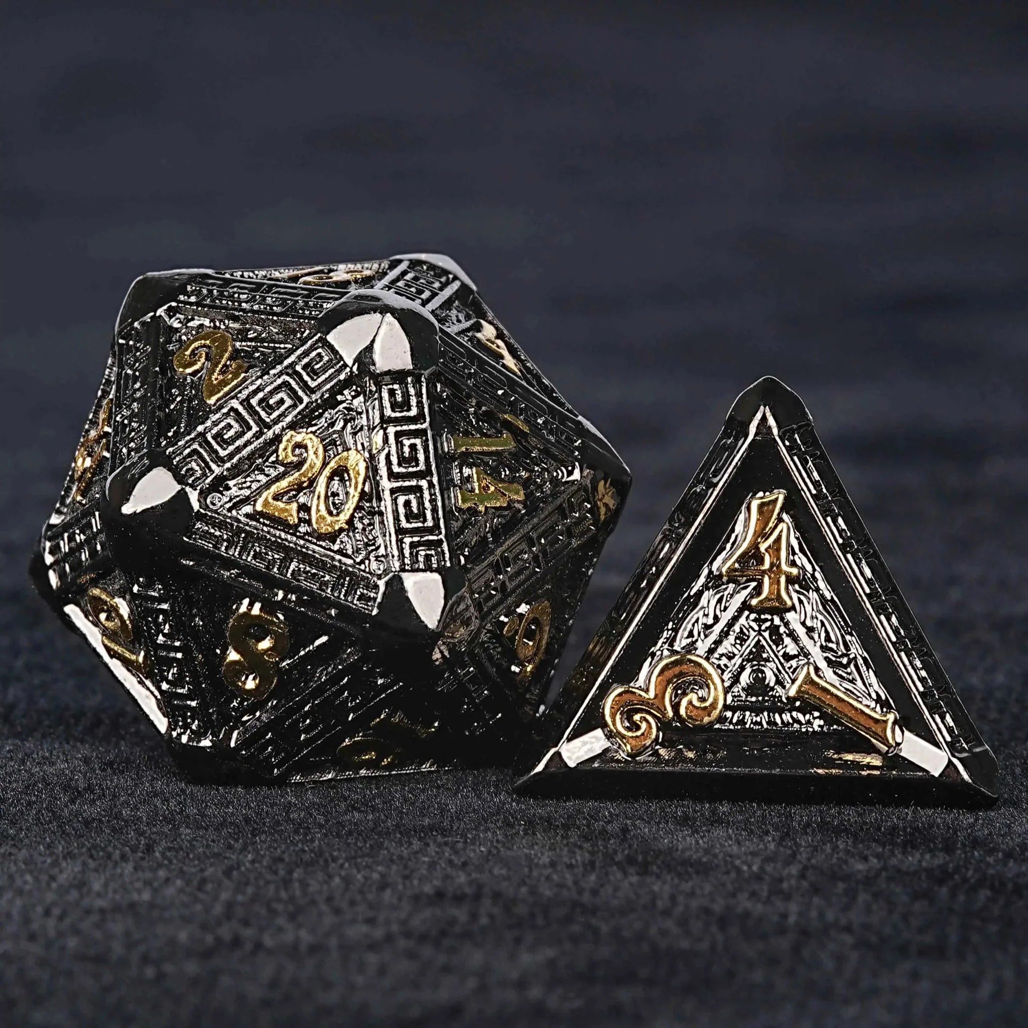 Black Gold Metal DND Dice Set