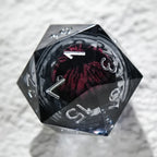 Black Resin Core DND Dice Set + Silver Font