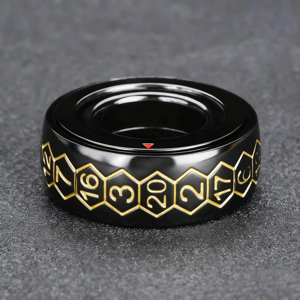 Cool Metal Fingertip Spinning D20 Dice Ring