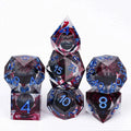 Blood-stained Black Dragon Eye Liquid Core Resin Polyhedron DND Dice Set + Blue Font