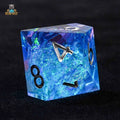 Blue Essence Resin Solid 10 Sided Dice (D10 Dice) - Silver Font