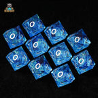 Blue Essence Resin Solid 10 Sided Dice (D10 Dice) - Silver Font