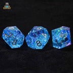 Blue Essence Resin Solid 10 Sided Dice (D10 Dice) - Silver Font