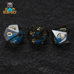 Blue Liquid Core Resin D10 Dice Set + Gold Numerals (D10 Dice)