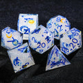 Blue Resin Solid Van Gogh DND Dice Set + Blue Numbers