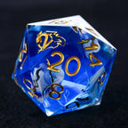Blue Sea Star Resin Dice Set with Gold Numbers - RPG DND