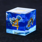 Blue Sea Star Resin Dice Set with Gold Numbers - RPG DND