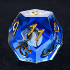 Blue Sea Star Resin Dice Set with Gold Numbers - RPG DND